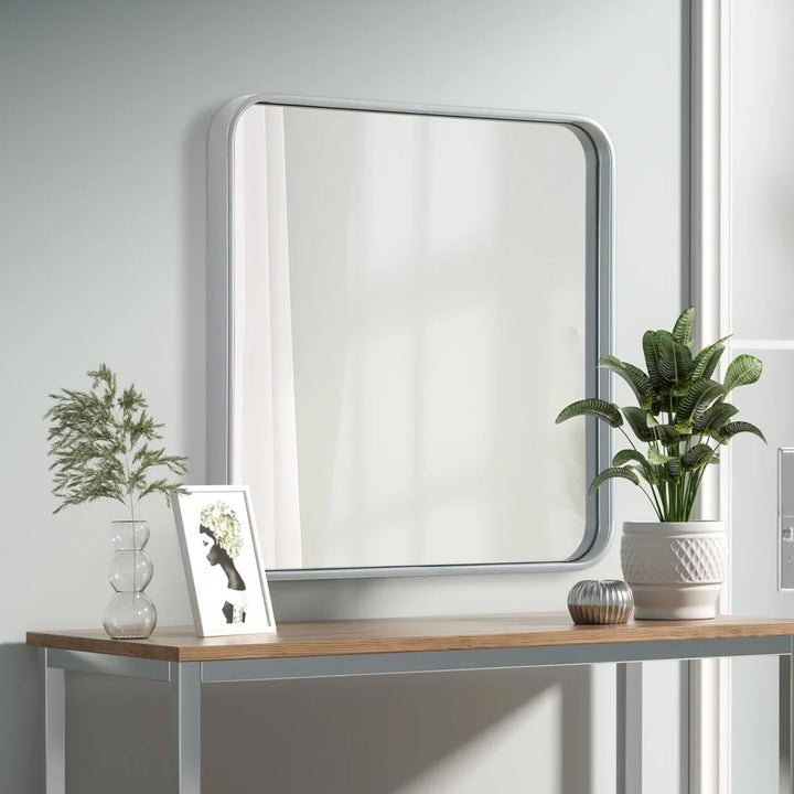 Contour Metal Square Mirror 24X24 In Silver Silver Finish - DECOR by Joshua Marshal