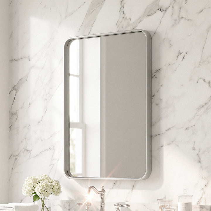 Contour Metal Rectangle Mirror 24X32 In Silver Silver Finish - DECOR by Joshua Marshal
