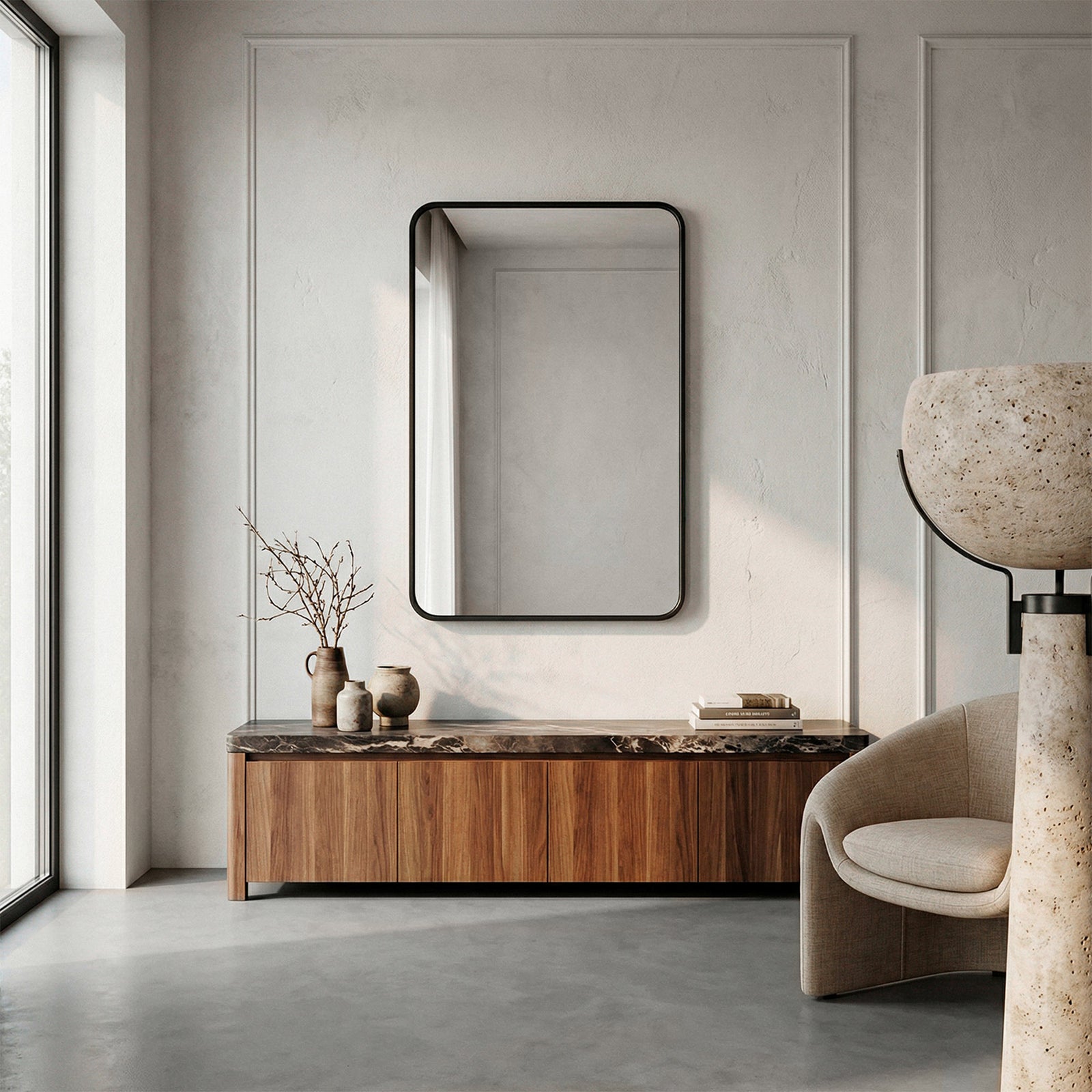 Contour Metal Rectangle Mirror 24X36 In Black - View 2 - Joshua Marshal