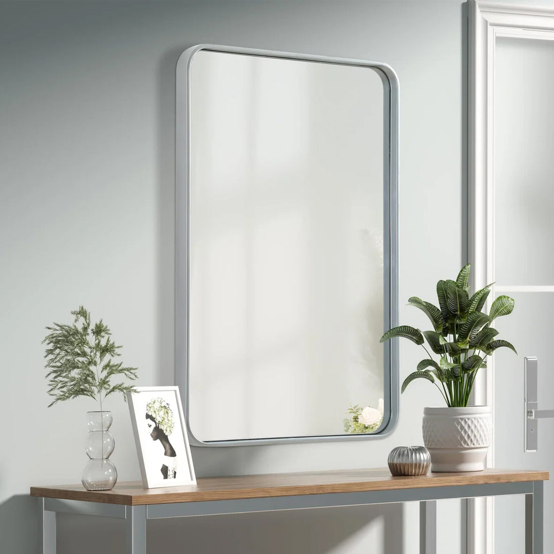 Contour Metal Rectangle Mirror 24X36 In Silver Silver Finish - DECOR by Joshua Marshal