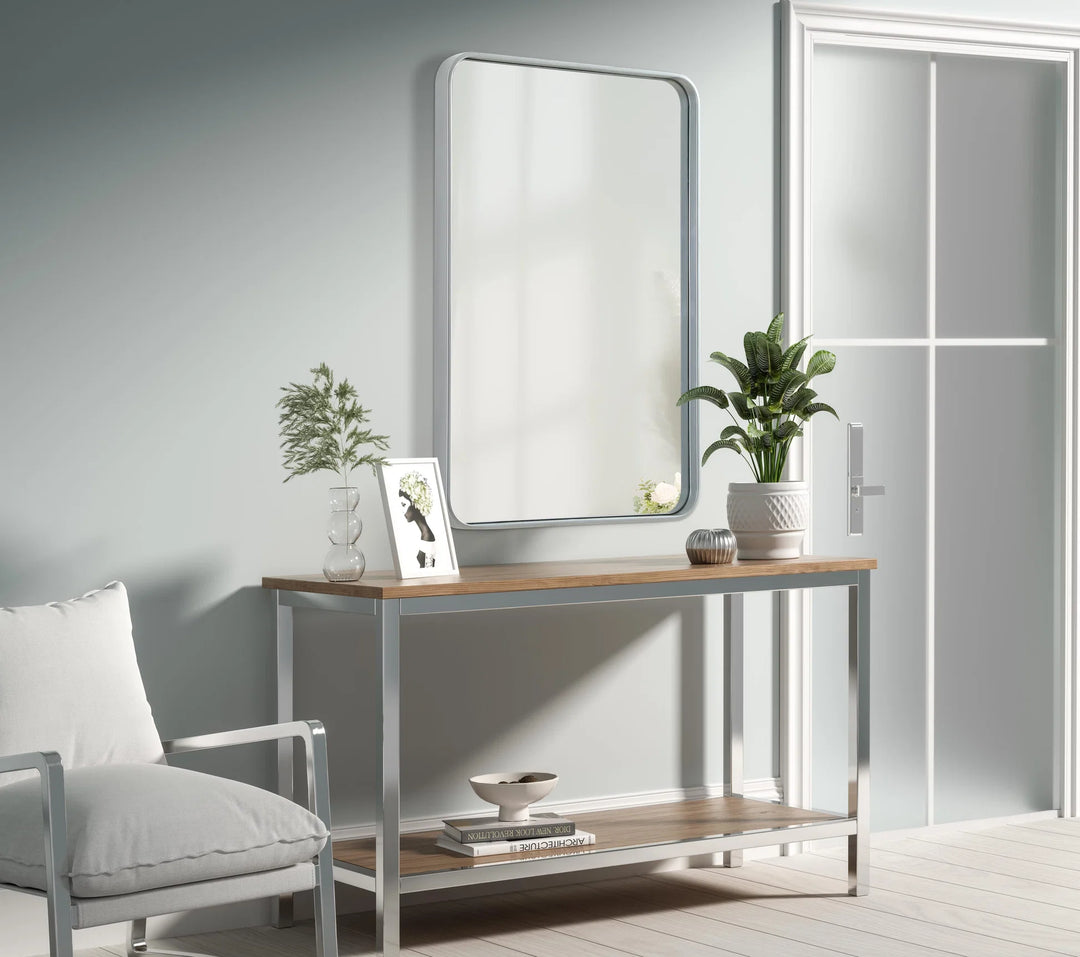 Contour Metal Rectangle Mirror 24X36 In Silver - View 2 - Joshua Marshal