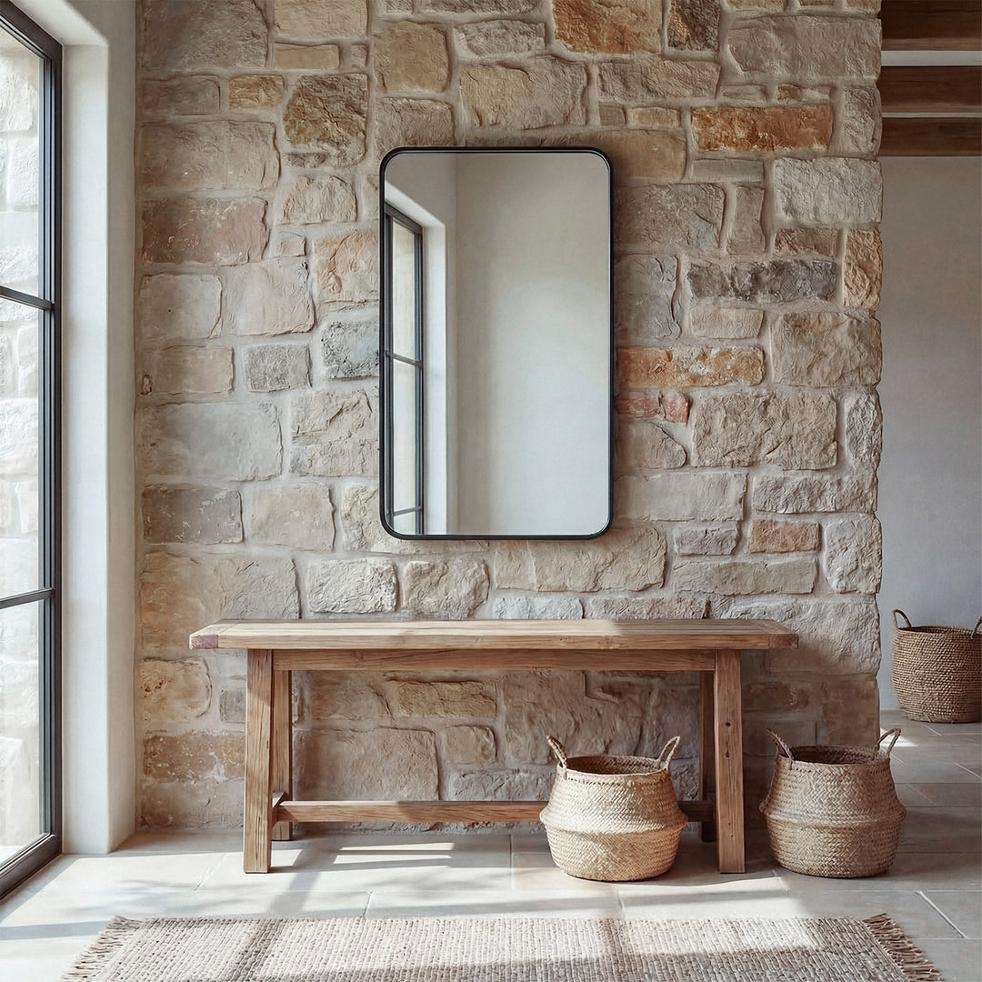Contour Metal Rectangle Mirror 24X40 In Black - View 2 - Joshua Marshal