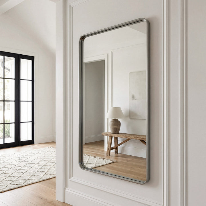 Contour Metal Rectangle Mirror 24X40 In Silver Silver Finish - DECOR by Joshua Marshal
