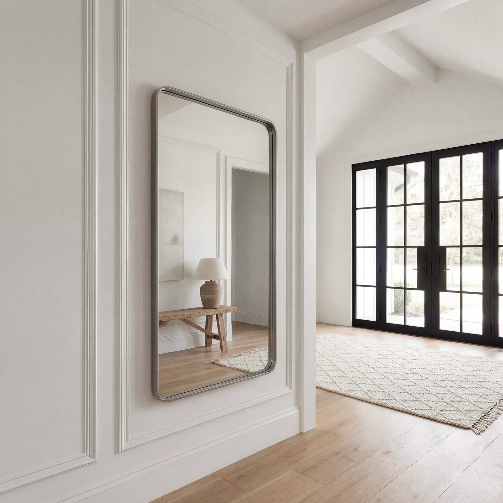 Contour Metal Rectangle Mirror 24X40 In Silver - View 2 - Joshua Marshal