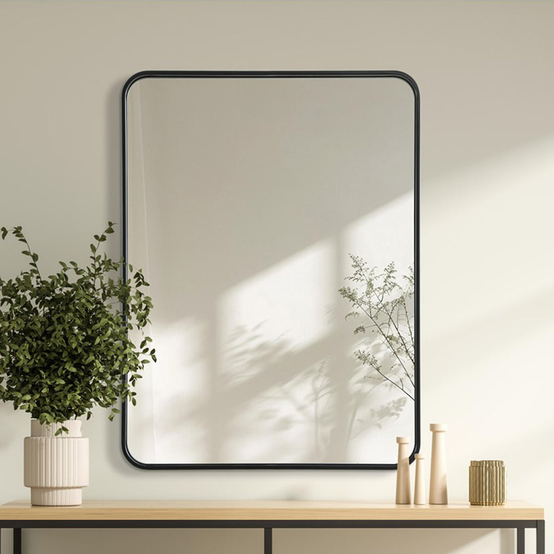 Contour Metal Rectangle Mirror 27X36 In Black Black Finish - DECOR by Joshua Marshal