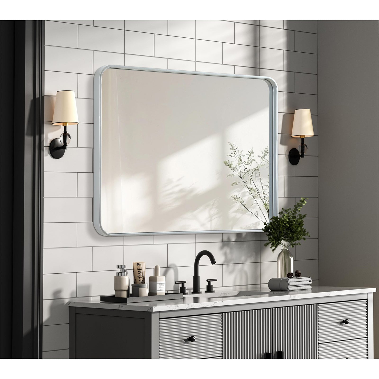 Contour Metal Rectangle Mirror 27X36 In Silver - View 2 - Joshua Marshal
