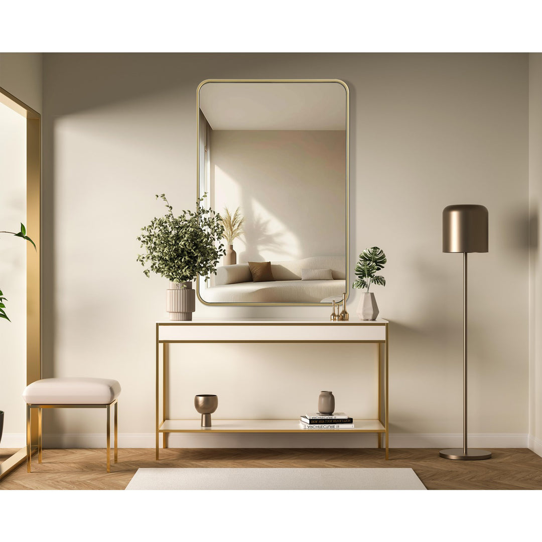 Contour Metal Rectangle Mirror 27X40 In Brass - View 2 - Joshua Marshal