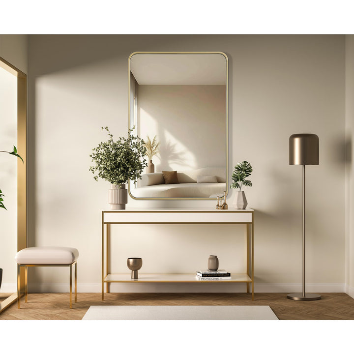 Contour Metal Rectangle Mirror 27X40 In Brass - View 2 - Joshua Marshal