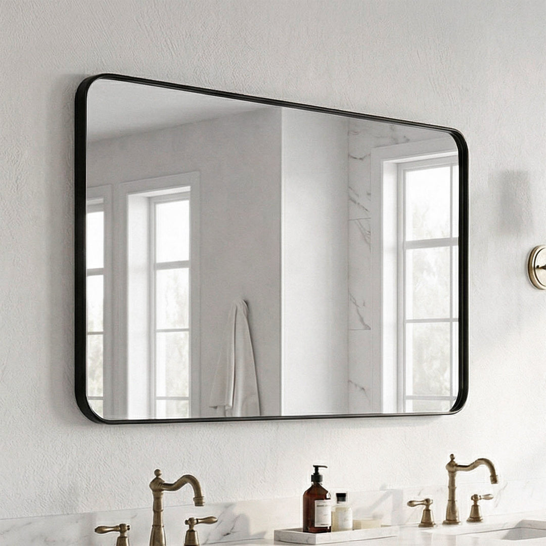 Contour Metal Rectangle Mirror 28X42 In Black Black Finish - DECOR by Joshua Marshal