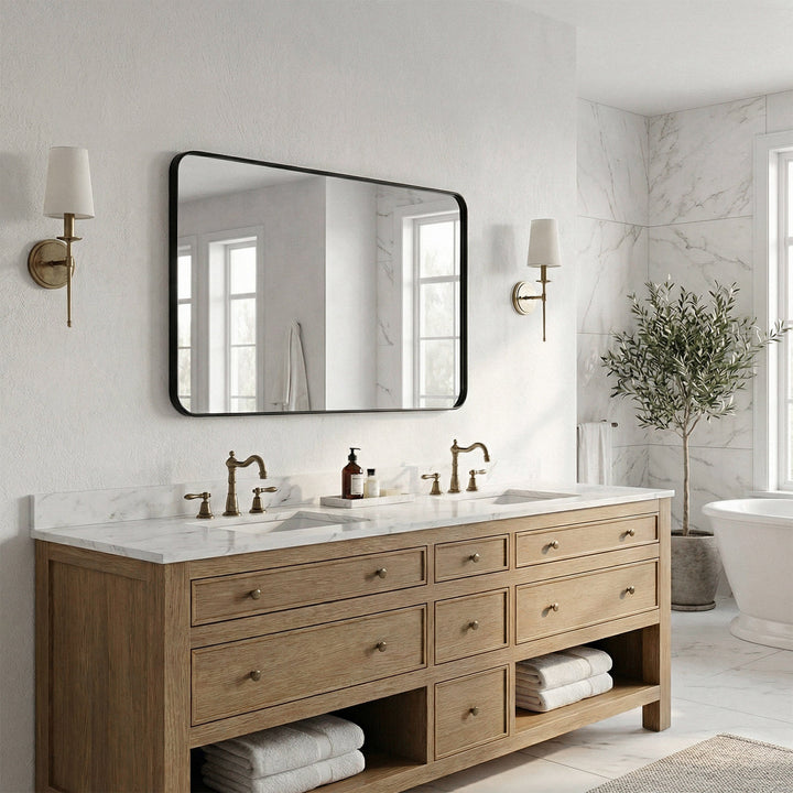 Contour Metal Rectangle Mirror 28X42 In Black - View 2 - Joshua Marshal
