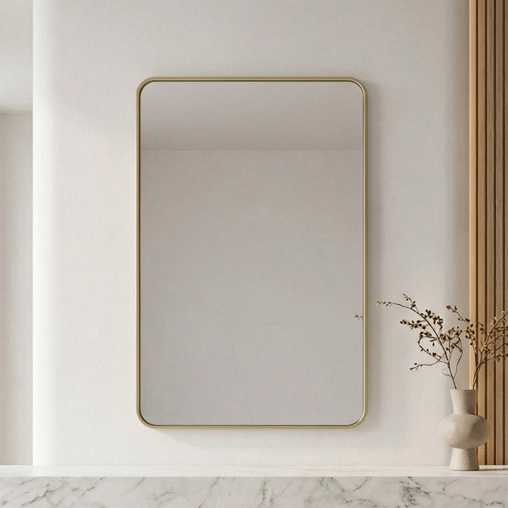 Contour Metal Rectangle Mirror 28X42 In Brass Brass Finish - DECOR by Joshua Marshal