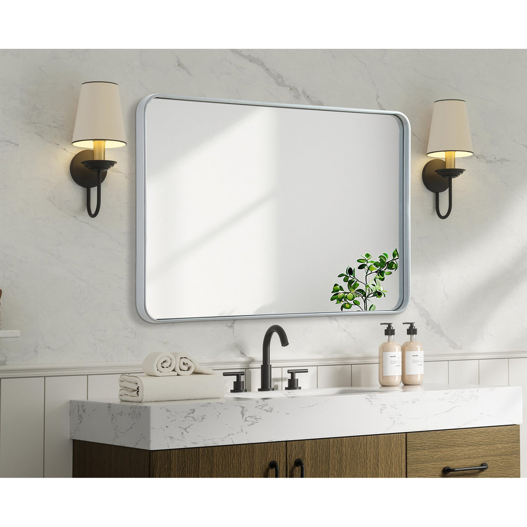 Contour Metal Rectangle Mirror 28X42 In Silver - View 2 - Joshua Marshal
