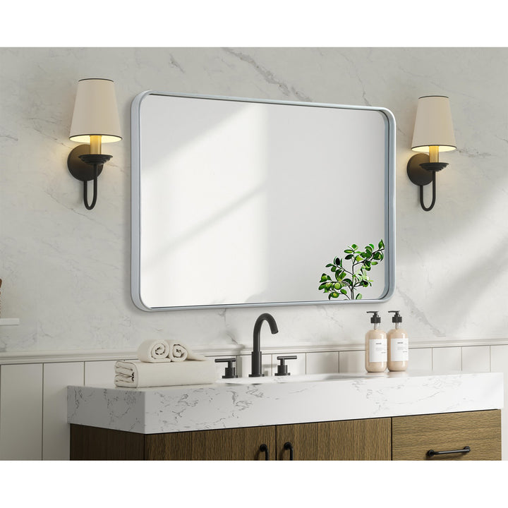 Contour Metal Rectangle Mirror 28X42 In Silver - View 2 - Joshua Marshal