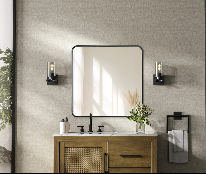 Contour Metal Square Mirror 30X30 In Black - View 2 - Joshua Marshal