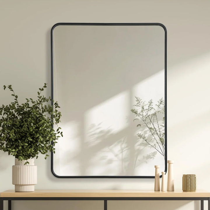 Contour Metal Rectangle Mirror 30X40 In Black Black Finish - DECOR by Joshua Marshal