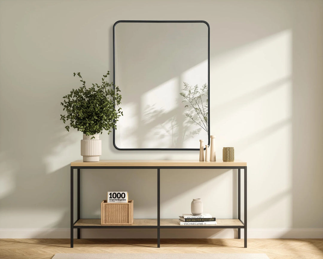 Contour Metal Rectangle Mirror 30X40 In Black - View 2 - Joshua Marshal