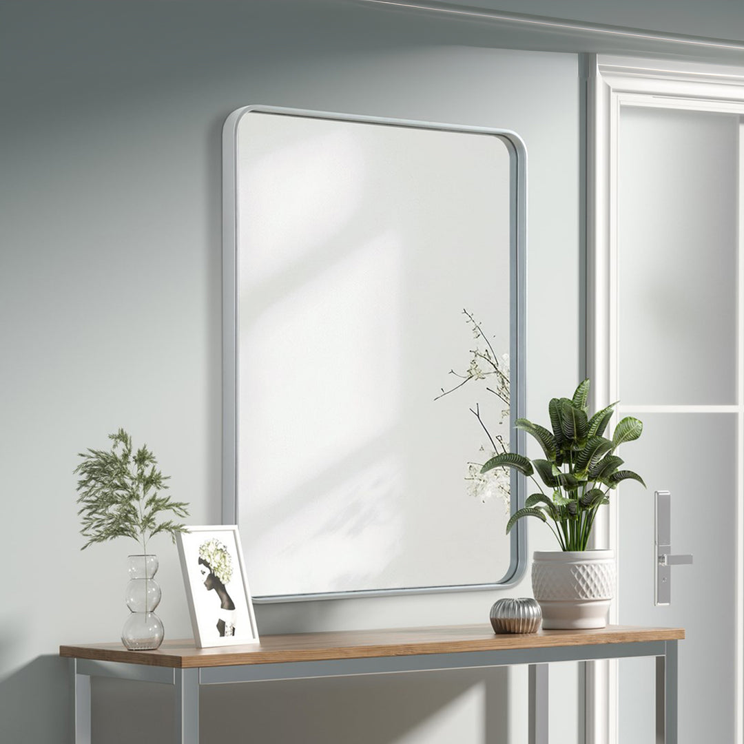 Contour Metal Rectangle Mirror 30X40 In Silver Silver Finish - DECOR by Joshua Marshal