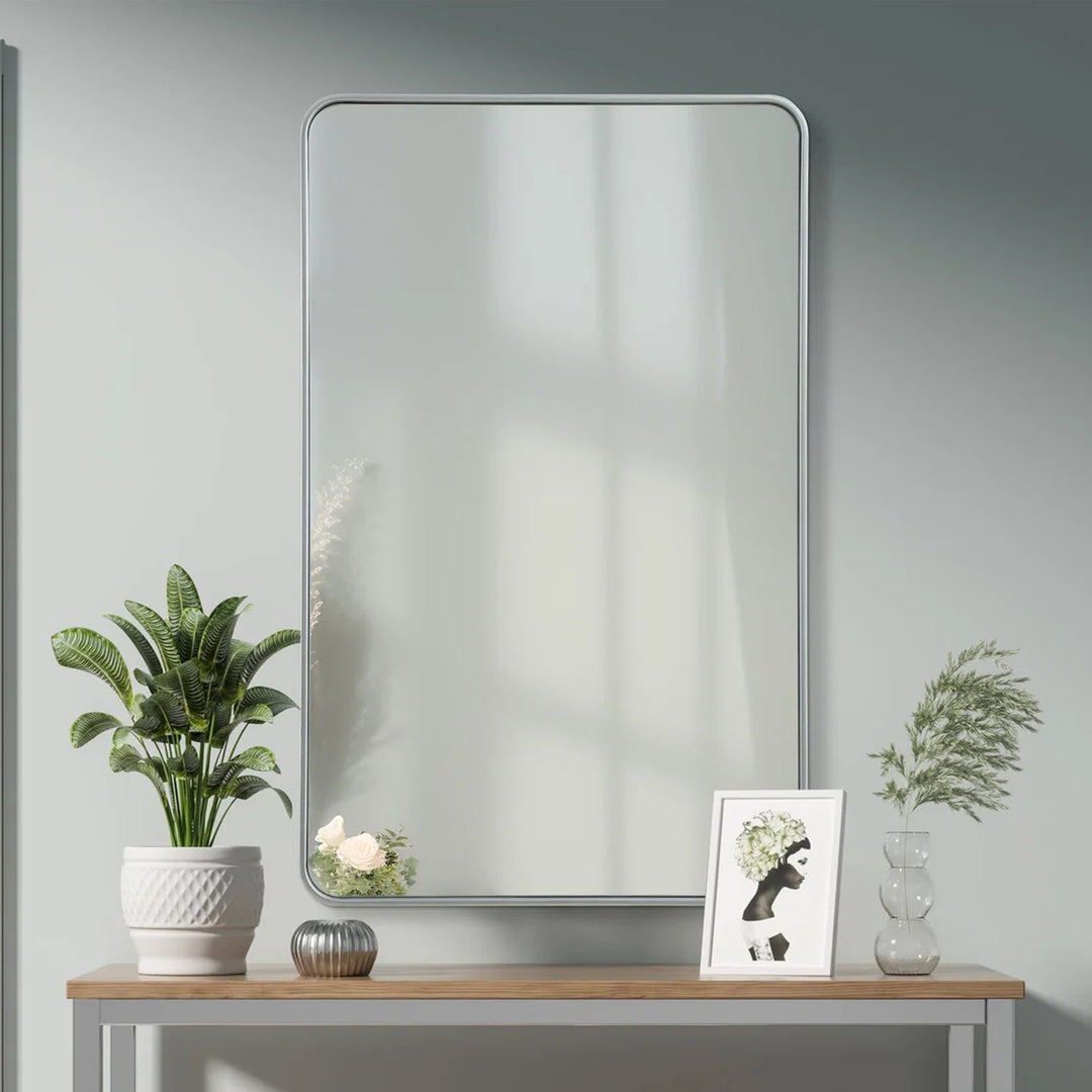 Contour Metal Rectangle Mirror 30X48 In Silver Silver Finish - DECOR by Joshua Marshal