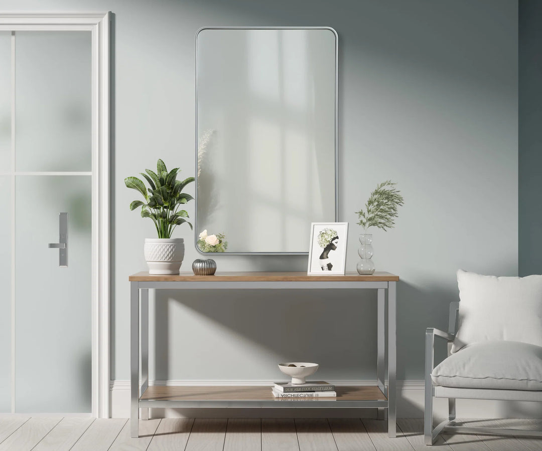 Contour Metal Rectangle Mirror 30X48 In Silver - View 2 - Joshua Marshal