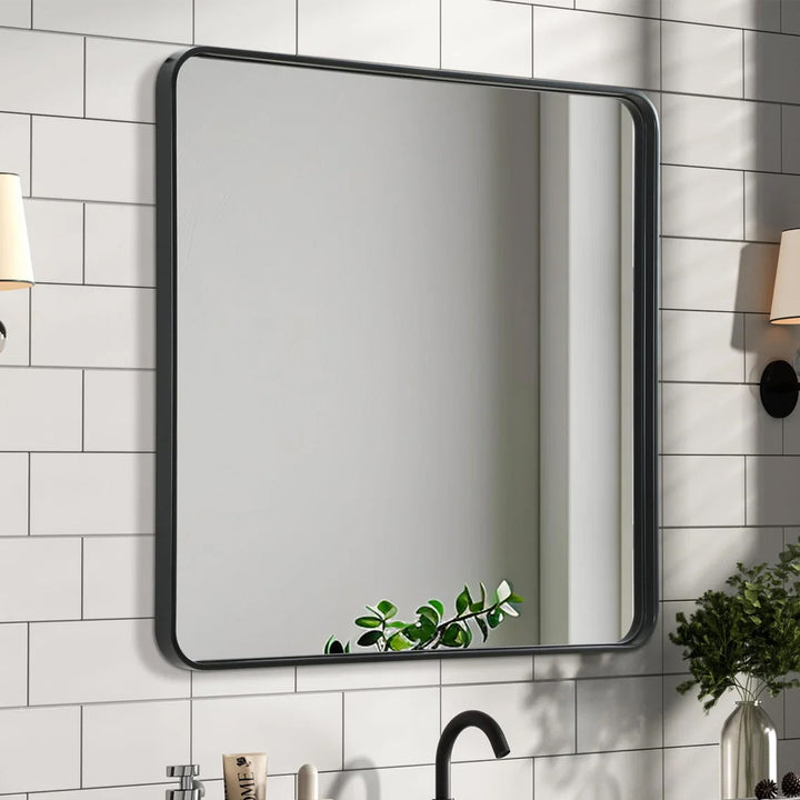 Contour Metal Rectangle Mirror 36X36 In Black Black Finish - DECOR by Joshua Marshal