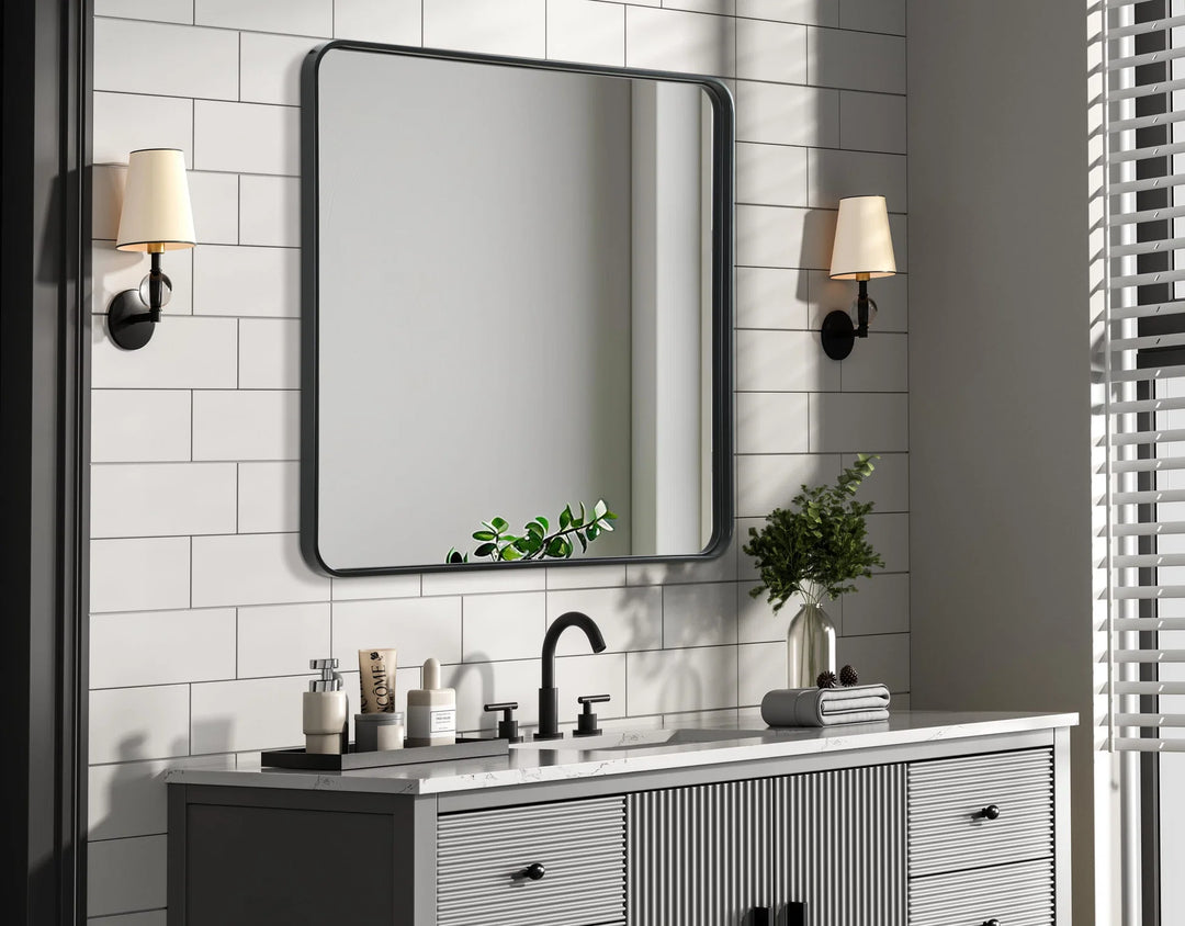 Contour Metal Rectangle Mirror 36X36 In Black - View 2 - Joshua Marshal