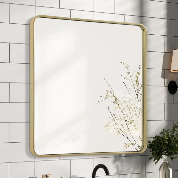 Contour Metal Rectangle Mirror 36X36 In Brass Brass Finish - DECOR by Joshua Marshal