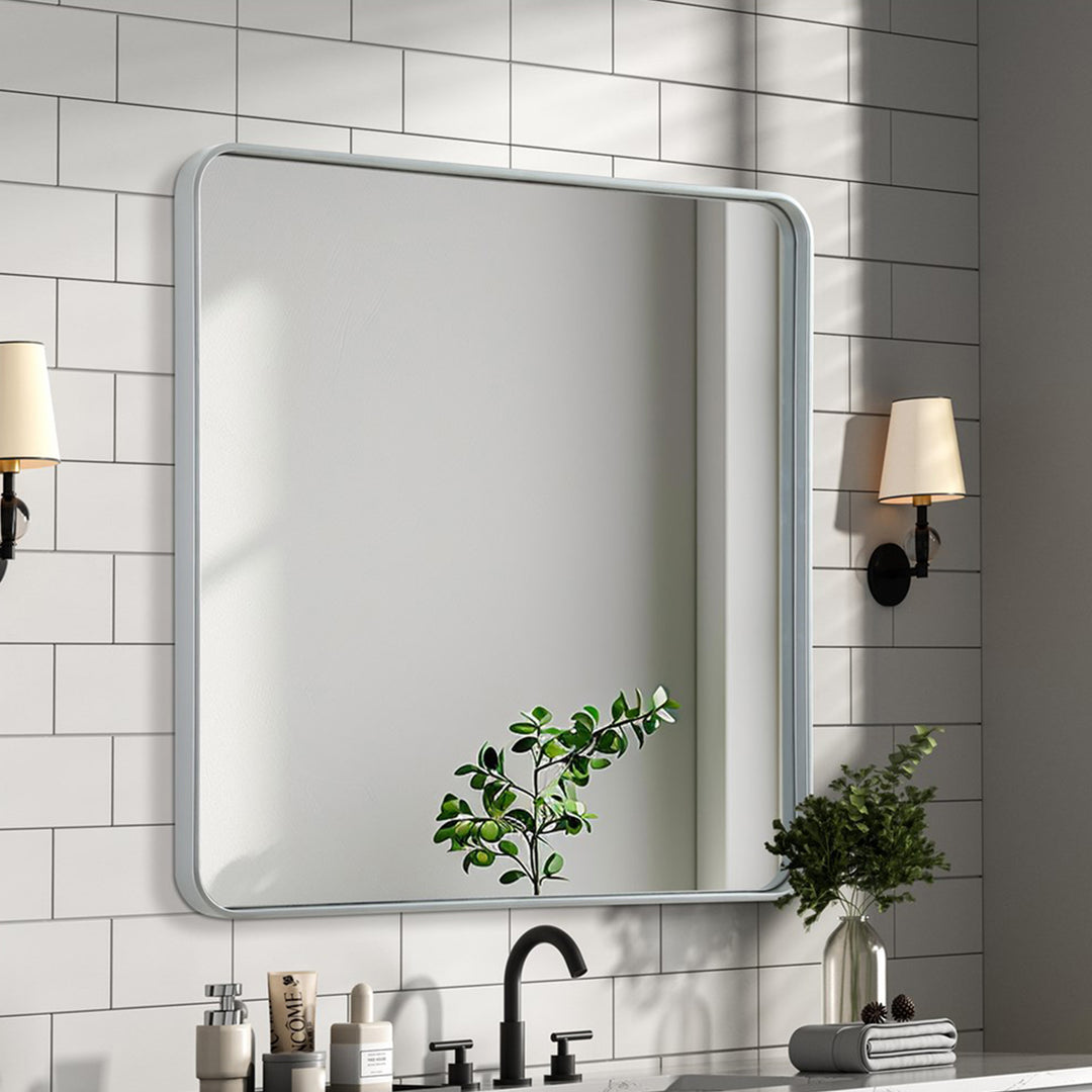 Contour Metal Rectangle Mirror 36X36 In Silver Silver Finish - DECOR by Joshua Marshal