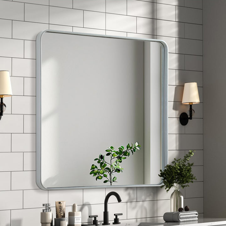 Contour Metal Rectangle Mirror 36X36 In Silver Silver Finish - DECOR by Joshua Marshal