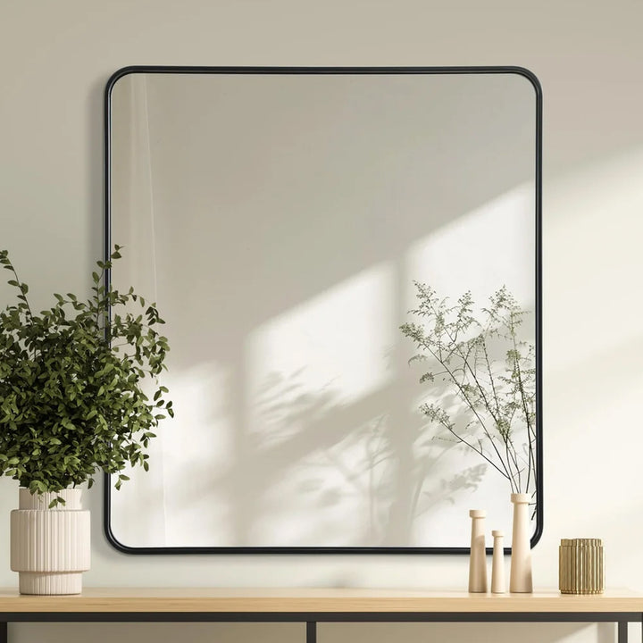 Contour Metal Rectangle Mirror 36X40 In Black Black Finish - DECOR by Joshua Marshal