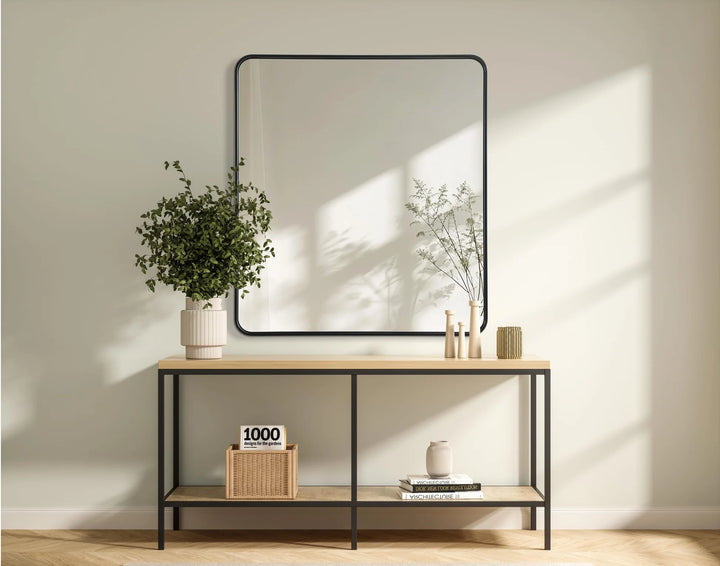 Contour Metal Rectangle Mirror 36X40 In Black - View 2 - Joshua Marshal