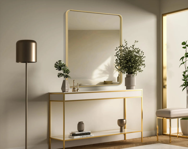 Contour Metal Rectangle Mirror 36X40 In Brass - View 2 - Joshua Marshal