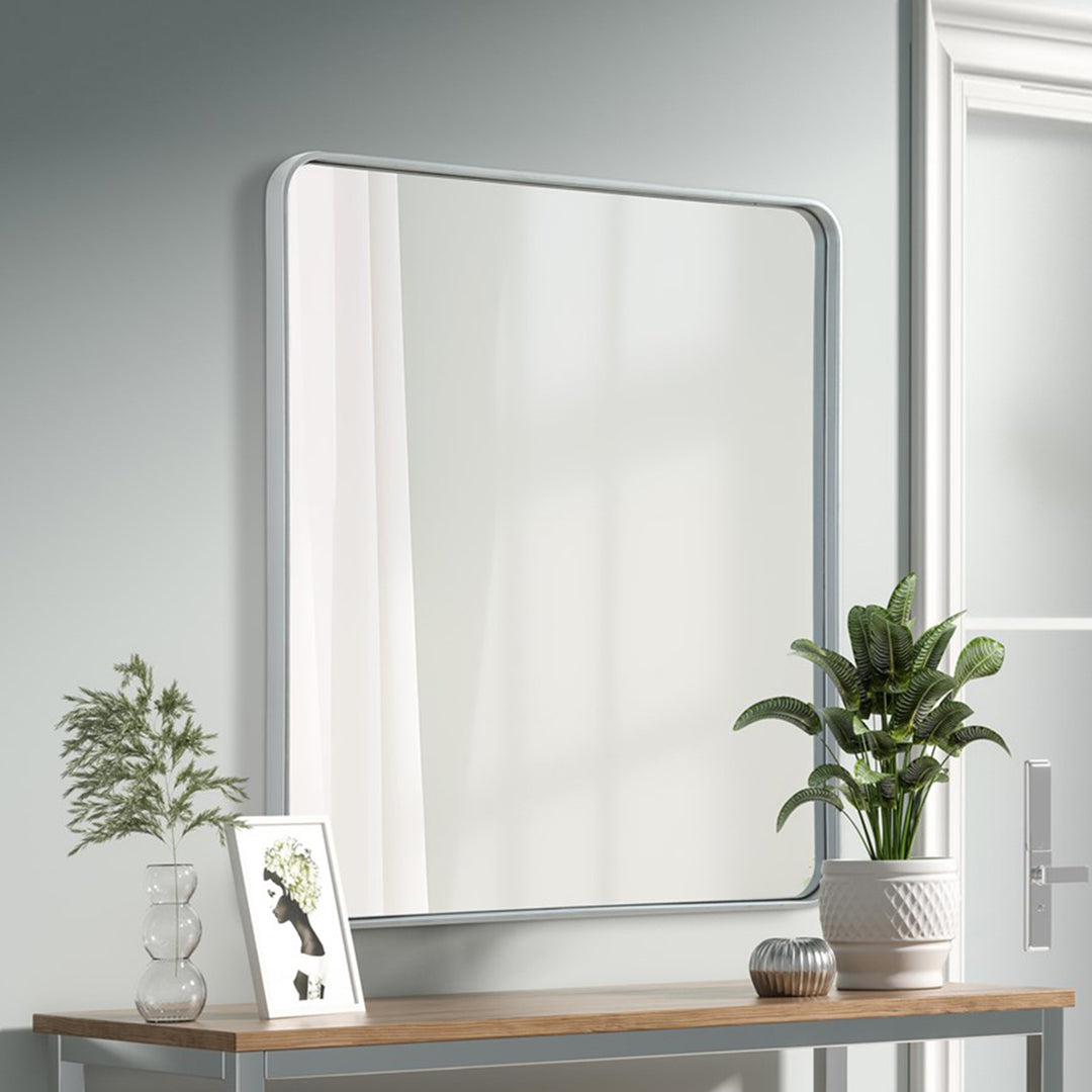 Contour Metal Rectangle Mirror 36X40 In Silver Silver Finish - DECOR by Joshua Marshal