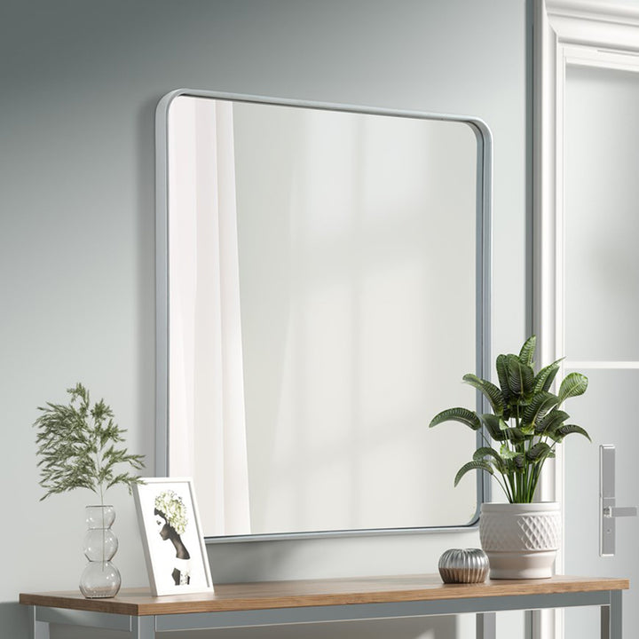 Contour Metal Rectangle Mirror 36X40 In Silver Silver Finish - DECOR by Joshua Marshal