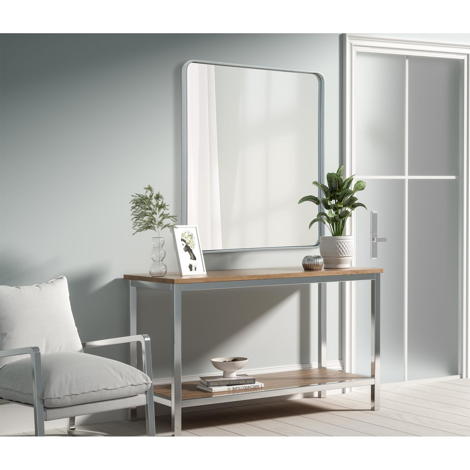 Contour Metal Rectangle Mirror 36X40 In Silver - View 2 - Joshua Marshal