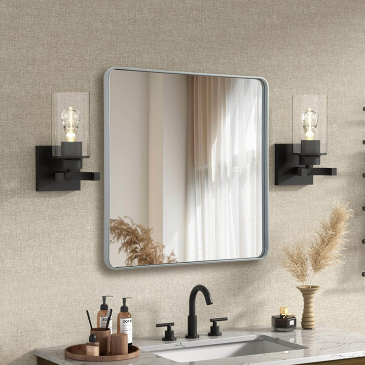 Contour Metal Square Mirror 42X42 In Silver Silver Finish - DECOR by Joshua Marshal