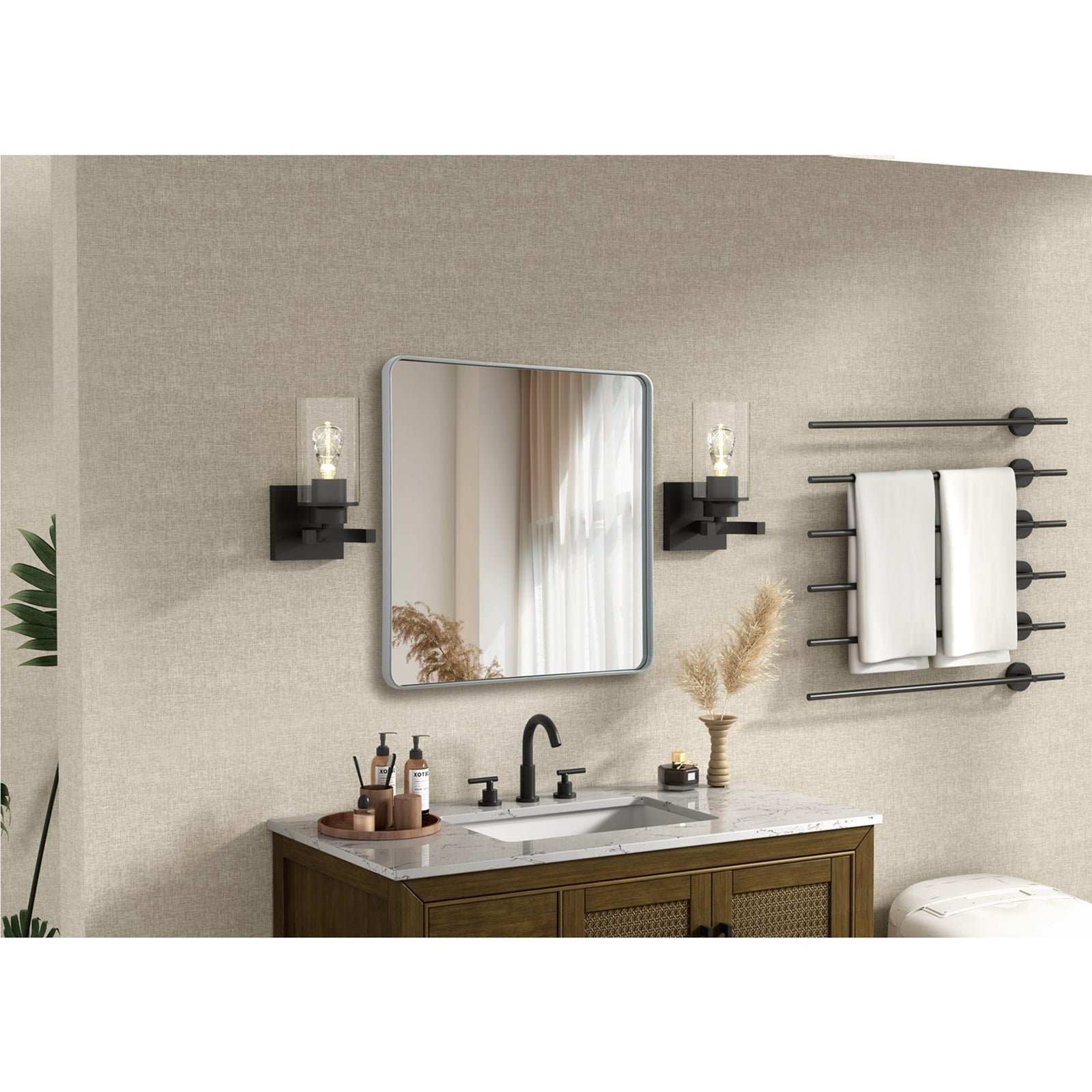 Contour Metal Square Mirror 42X42 In Silver - View 2 - Joshua Marshal