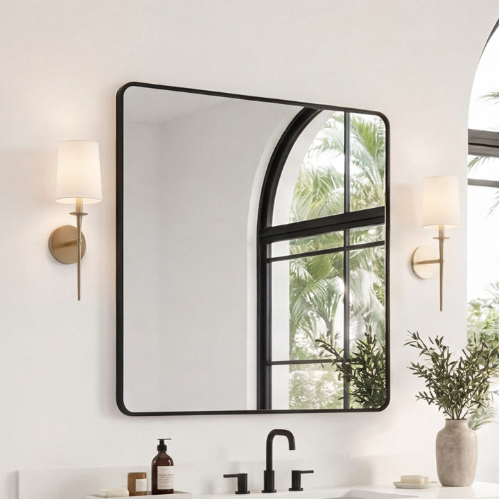 Contour Metal Square Mirror 48X48 In Black Black Finish - DECOR by Joshua Marshal