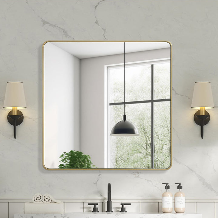 Contour Metal Square Mirror 48X48 In Brass Brass Finish - DECOR by Joshua Marshal