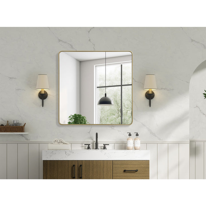 Contour Metal Square Mirror 48X48 In Brass - View 2 - Joshua Marshal