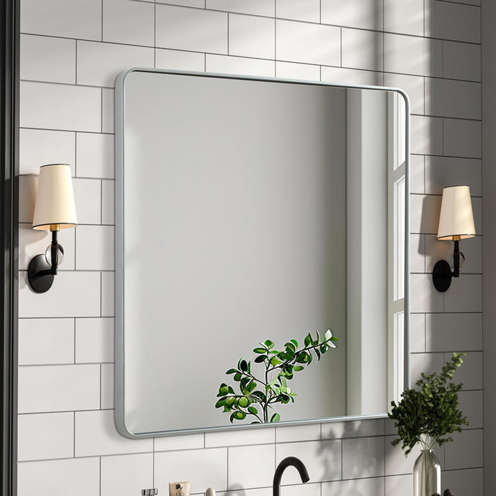 Contour Metal Square Mirror 48X48 In Silver Silver Finish - DECOR by Joshua Marshal