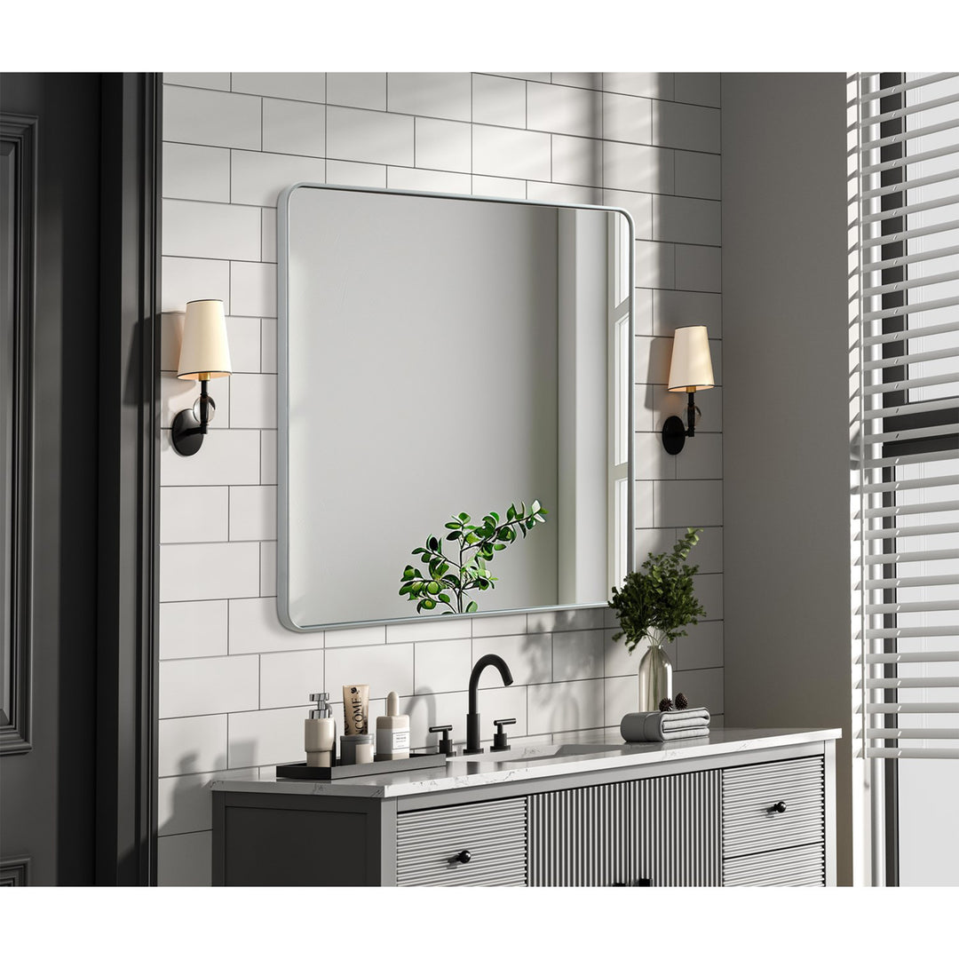 Contour Metal Square Mirror 48X48 In Silver - View 2 - Joshua Marshal