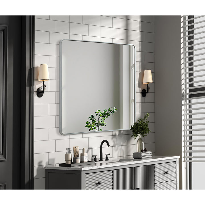 Contour Metal Square Mirror 48X48 In Silver - View 2 - Joshua Marshal