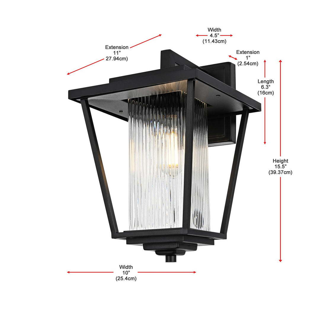 10 Inch Outdoor Wall Sconce in Black - View 6 - Joshua Marshal