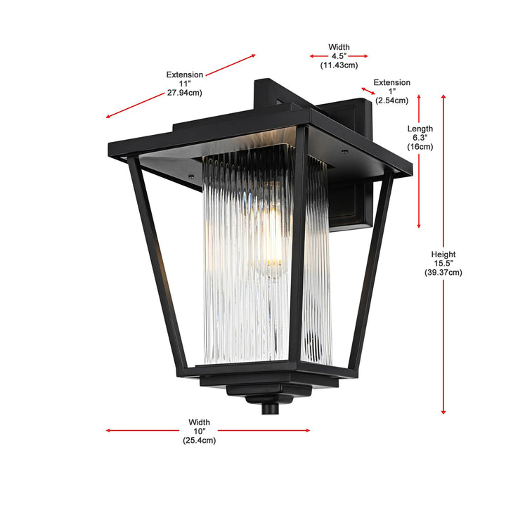 10 Inch Outdoor Wall Sconce in Black - View 6 - Joshua Marshal