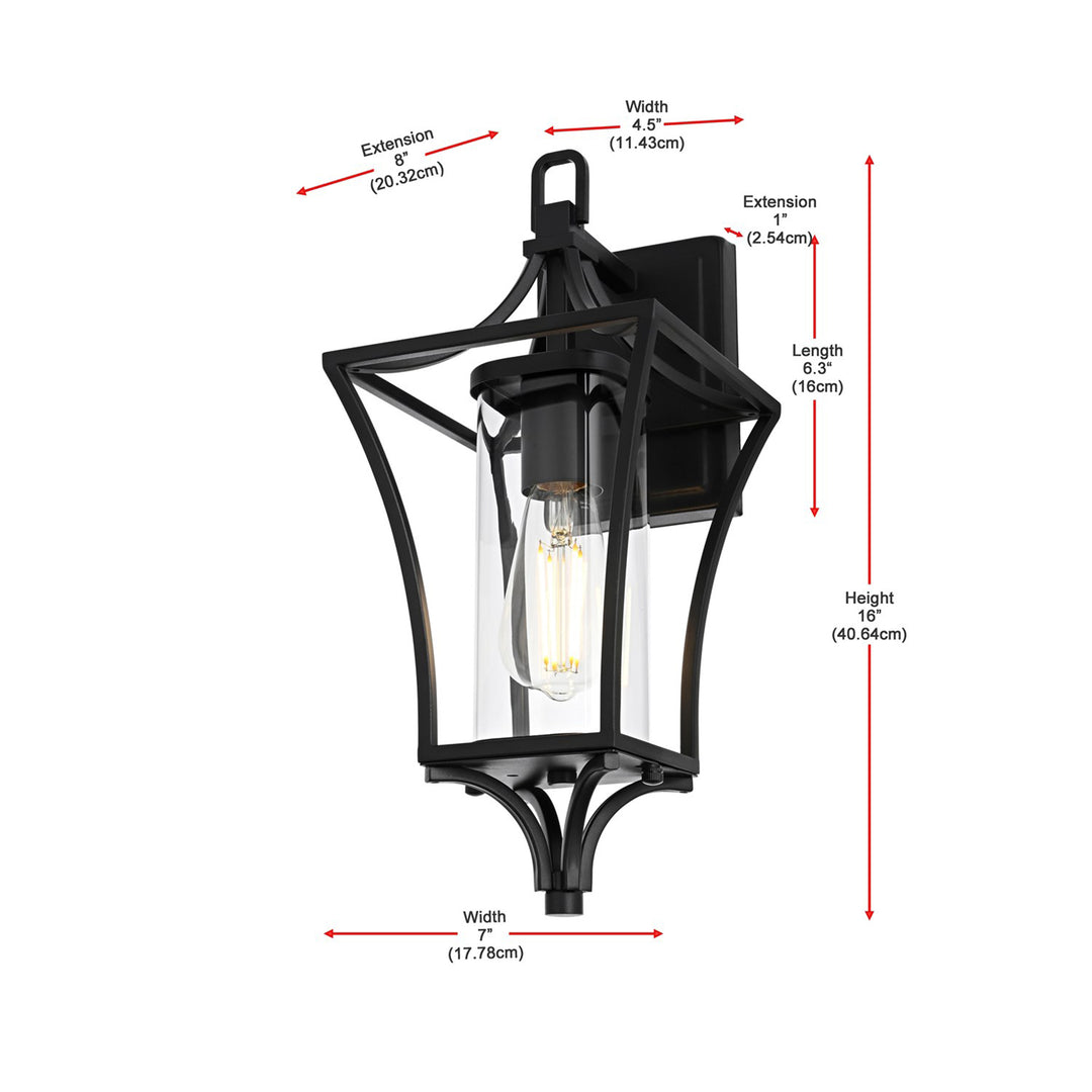 7 Inch Outdoor Wall Sconce in Black - View 6 - Joshua Marshal