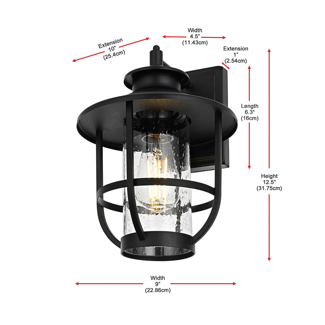 9 Inch Outdoor Wall Sconce in Black - View 6 - Joshua Marshal