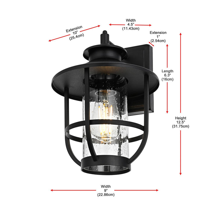 9 Inch Outdoor Wall Sconce in Black - View 6 - Joshua Marshal