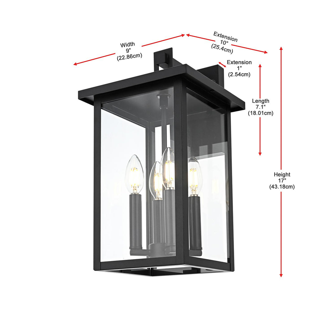 9 Inch Outdoor Wall Sconce in Black - View 6 - Joshua Marshal