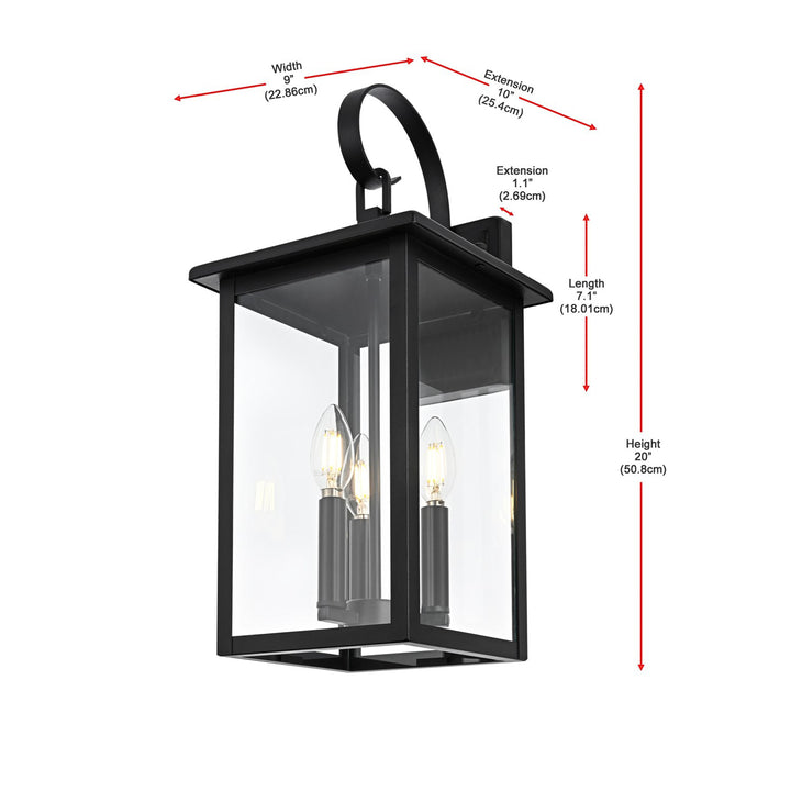 9 Inch Outdoor Wall Sconce in Black - View 6 - Joshua Marshal