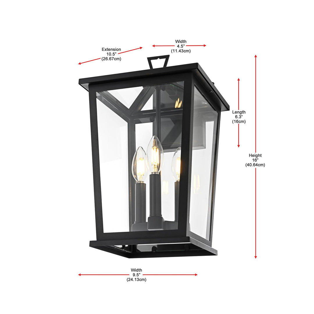 9.5 Inch Outdoor Wall Sconce in Black - View 6 - Joshua Marshal
